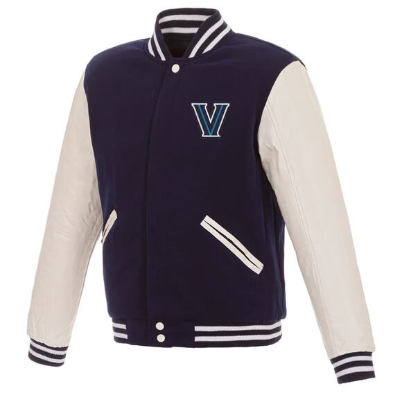 Villanova Wildcats Reversible Fleece Jacket with Faux Leather Sleeves - Picture 3 of 6